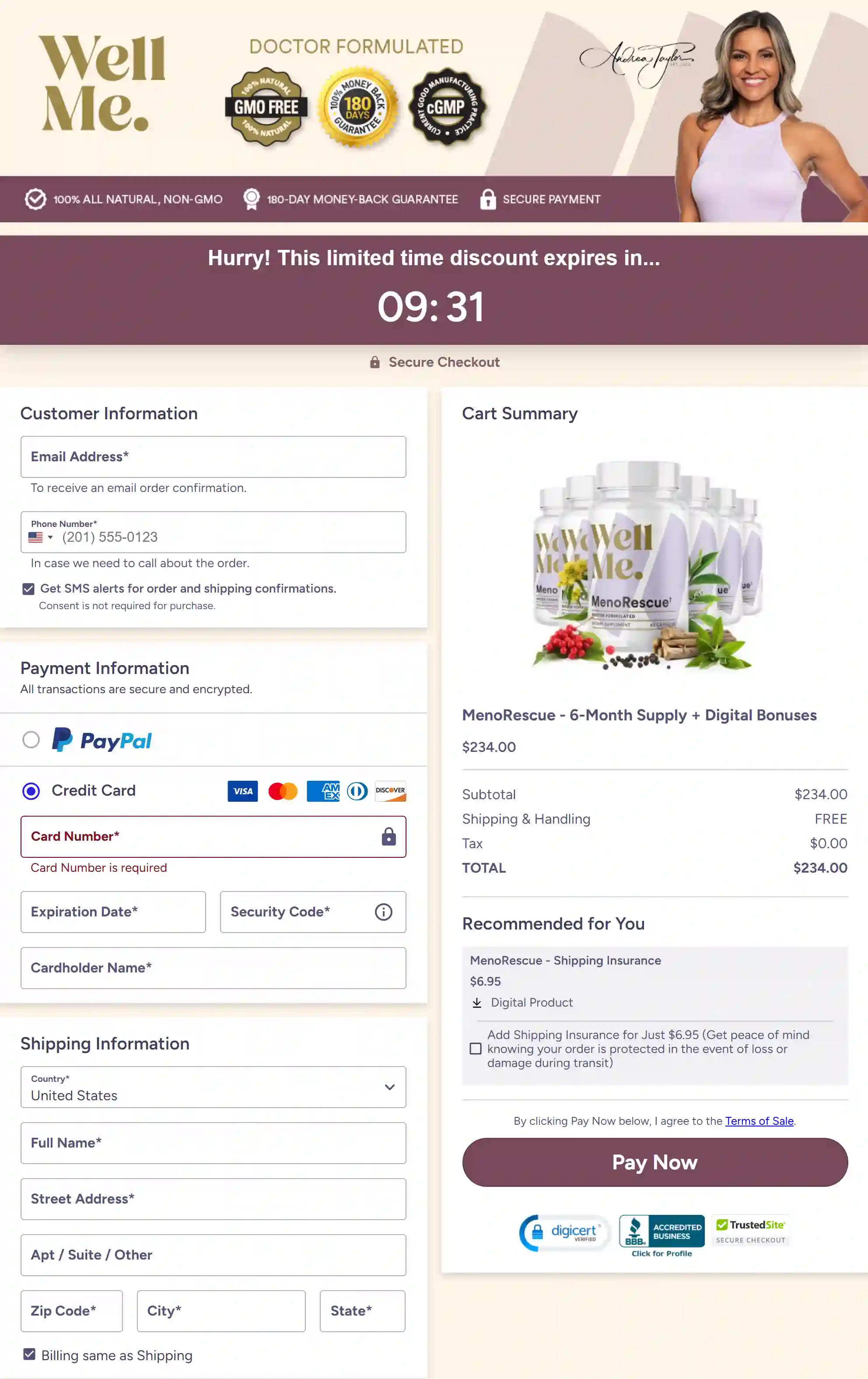 Menorescue CheckOut Page